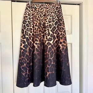 Anewsta Ombré Leopard Print Midi Skirt Side Zip Full Flowy Animal Print 🐆